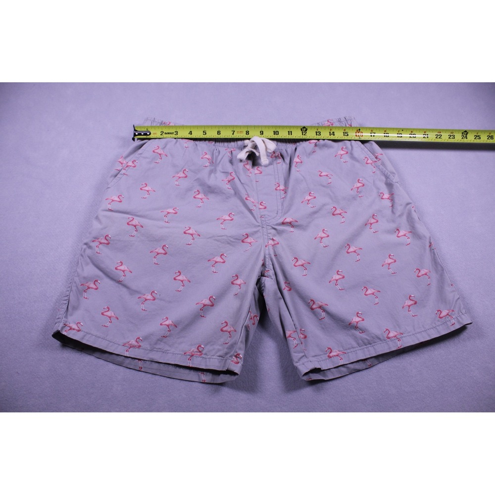 Artistry in Motion Men's Grey Pink Flamingo Print Casual Drawstring Shorts - Picture 3 of 5